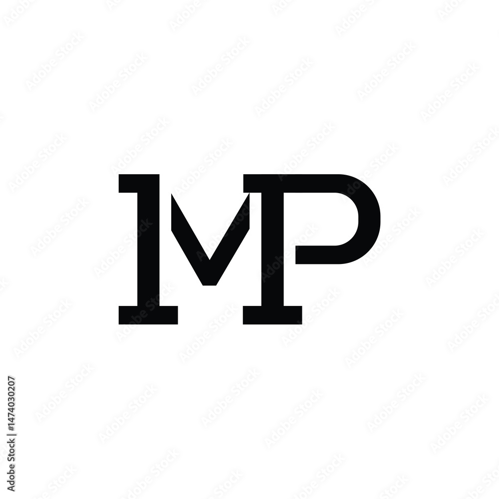Fototapeta premium MP monogram logo design letter text name symbol monochrome logotype alphabet character simple logo