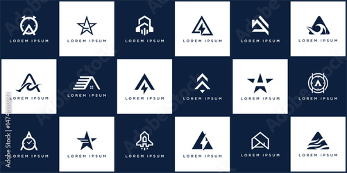 Bundle set of collection letter A logo abstract