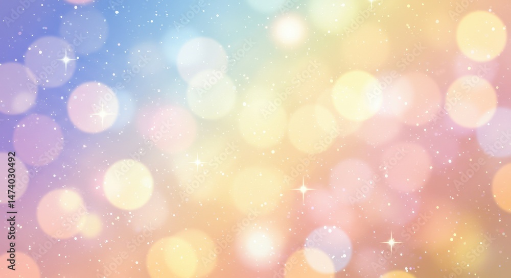 Obraz premium Pastel Rainbow Bokeh Background: Soft, Dreamy, Colorful Lights | Abstract Blurred Lights, Rainbow Sparkle Texture