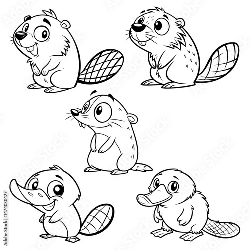 set of funny cartoon animals