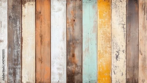 Colorful, weathered wood planks background