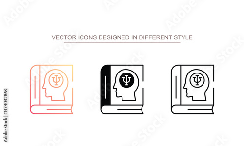 Psychology Book icon design with white background stock illustration