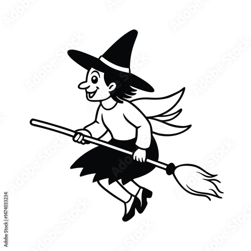 witch flying on a broomstick