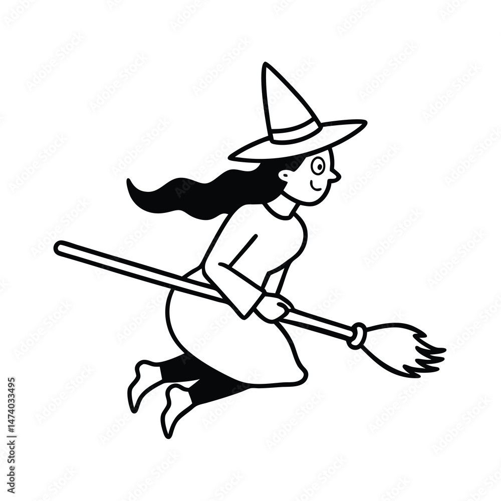 Fototapeta premium witch flying on a broomstick
