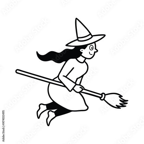 witch flying on a broomstick