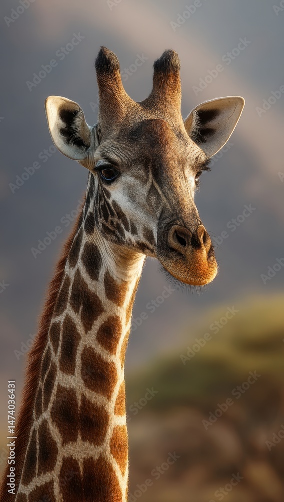 Fototapeta premium Giraffe portrait in natural outdoor light