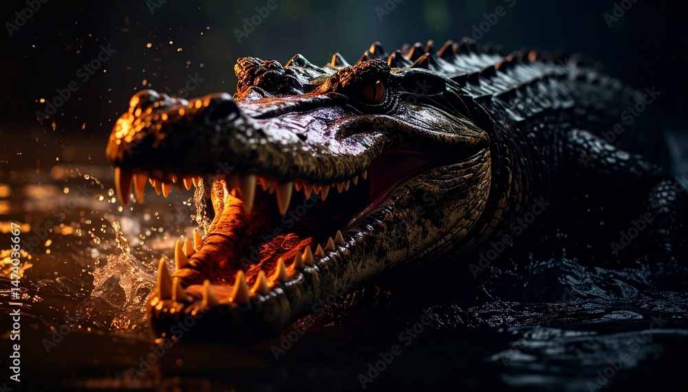 Obraz premium 水中に生息するワニ