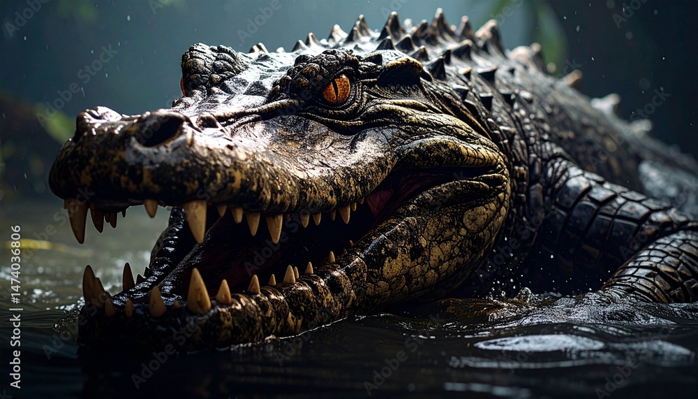 Fototapeta premium 水中に生息するワニ