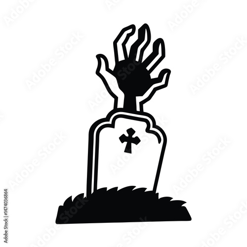 zombie hand rising from the grave vector