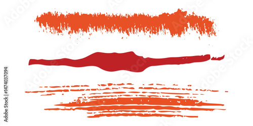 Orange yellow brush stroke isolated on white background. Orange abstract stroke. Colorful oil paint brush stroke