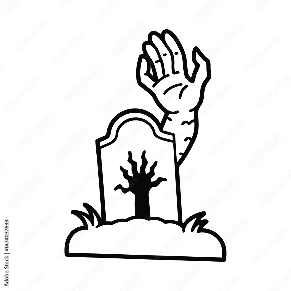 Obraz premium zombie hand rising from the grave vector