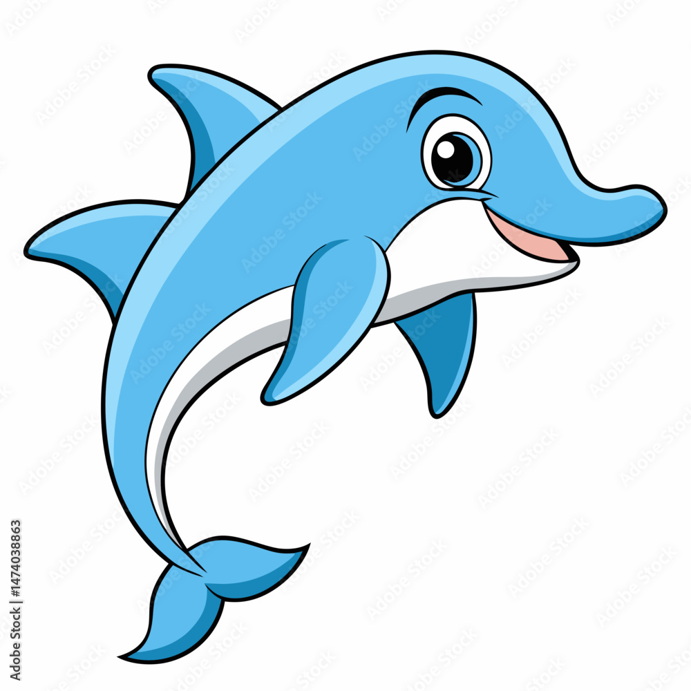Obraz premium Cheerful Dolphin Vector Illustration
