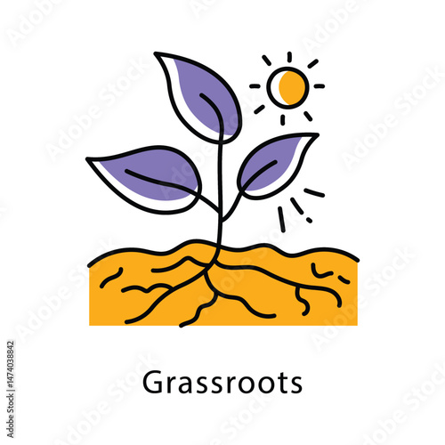 Grassroots Vector filled Outline Style Icon. Eps 10 File 