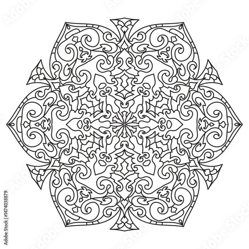 Elegant Mandala Drawing in Monochrome for Creative Coloring Pages, Boho Crafts, Spiritual Designs