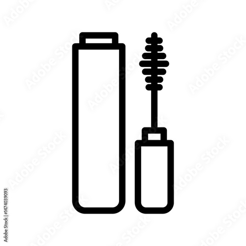 A tube of volumizing mascara and its wand. Volumizing mascara is a cosmetic product used to thicken and darken eyelashes, enhancing their appearance.