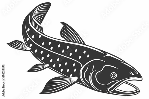 coelacanth sihouette black vector