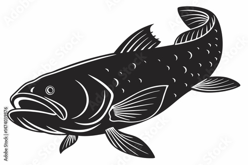 coelacanth sihouette black vector