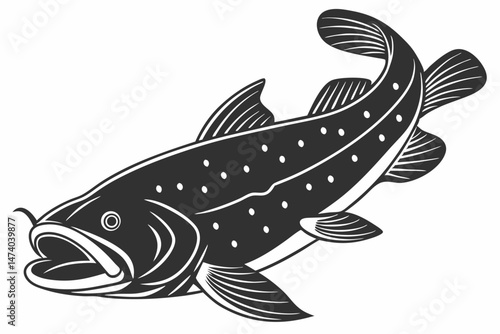coelacanth sihouette black vector