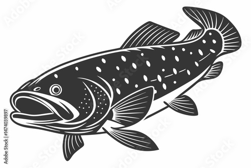 coelacanth sihouette black vector