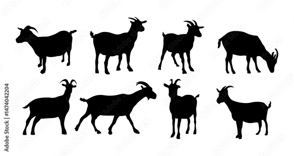 Fototapeta premium set of goat silhouettes various poses
