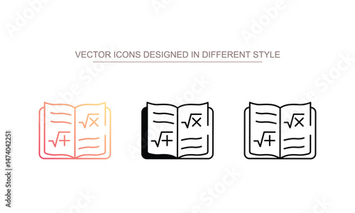 Math Book icon design with white background stock illustration