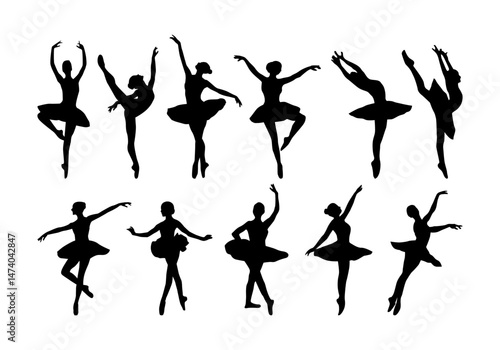 ballet dancer silhouette vector collection