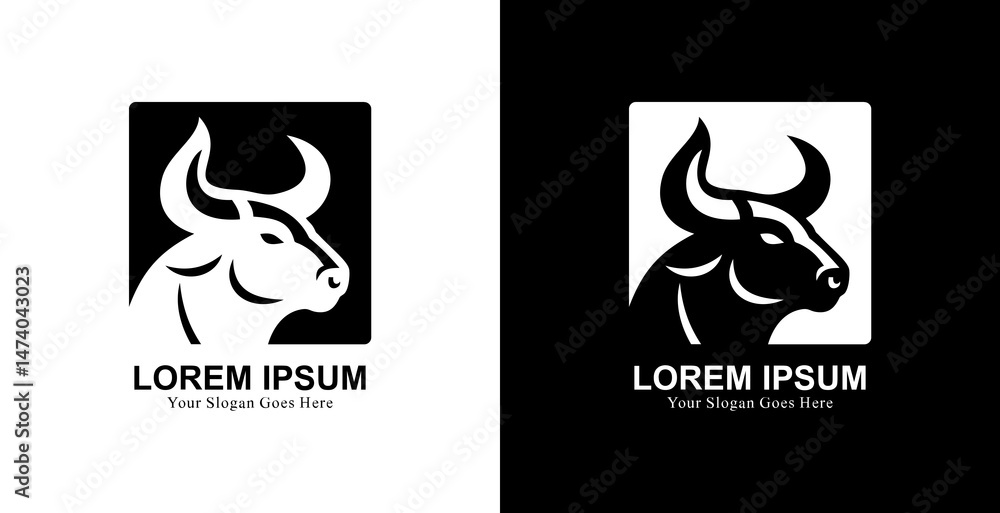 Obraz premium Buffalo head logo design combined with a square