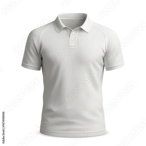 Blank white rugby shirt with raglan sleeves and collar