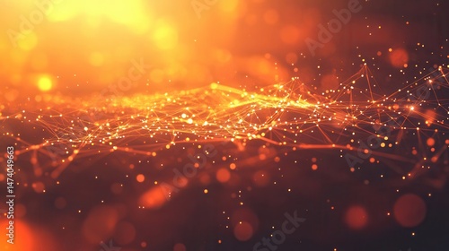 Abstract glowing orange digital network