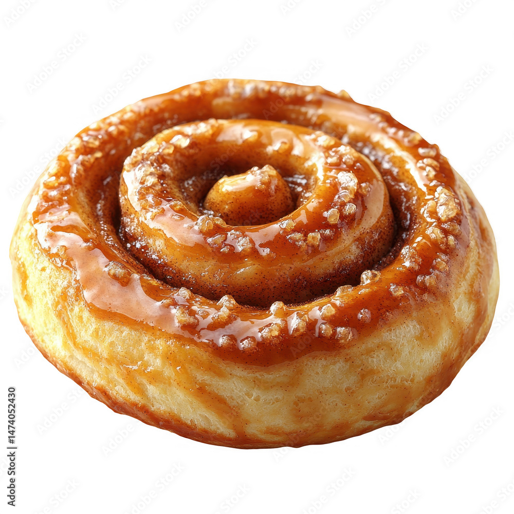 Delicious cinnamon roll with caramel glaze perfect breakfast sweet treat on transparent background Delicious cinnamon roll with caramel glaze perfect breakfast sweet treat on transparent background