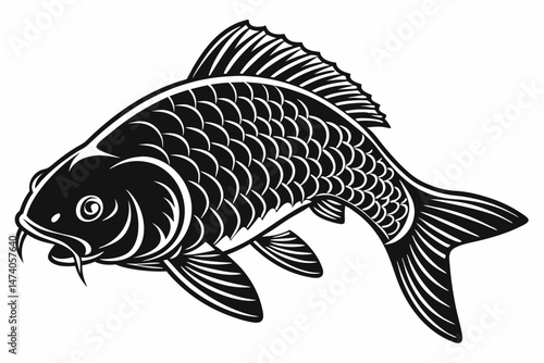 carp sihouette black vector