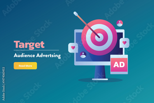 Targeting audience through social media advertising campaign, Social media sponsored ad reaching targeted audience.