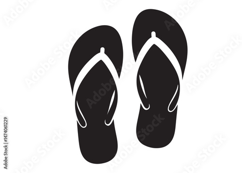 flip flop logo silhouette vector, sandal logo icon silhouette, flip flop logo clip art silhouette icon design vector illustration, black and white flip flops icon logo silhouette on white background 