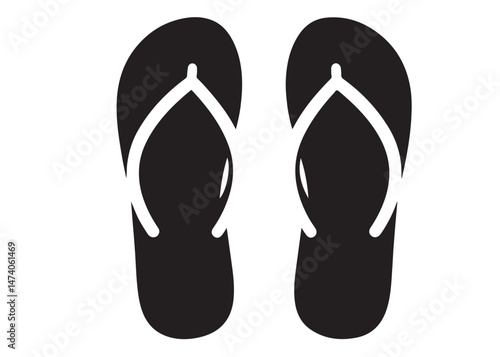 flip flop logo silhouette vector, sandal logo icon silhouette, flip flop logo clip art silhouette icon design vector illustration, black and white flip flops icon logo silhouette on white background 