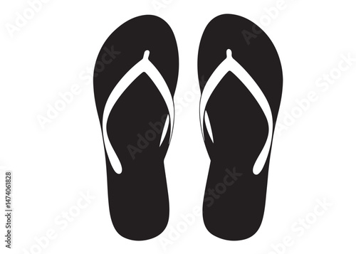 flip flop logo silhouette vector, sandal logo icon silhouette, flip flop logo clip art silhouette icon design vector illustration, black and white flip flops icon logo silhouette on white background 