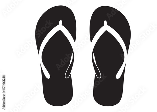 flip flop logo silhouette vector, sandal logo icon silhouette, flip flop logo clip art silhouette icon design vector illustration, black and white flip flops icon logo silhouette on white background 