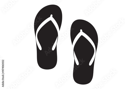 flip flop logo silhouette vector, sandal logo icon silhouette, flip flop logo clip art silhouette icon design vector illustration, black and white flip flops icon logo silhouette on white background 