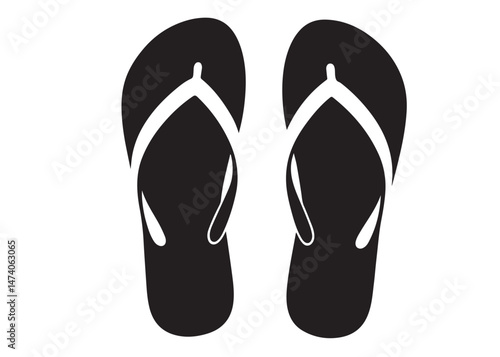 flip flop logo silhouette vector, sandal logo icon silhouette, flip flop logo clip art silhouette icon design vector illustration, black and white flip flops icon logo silhouette on white background 