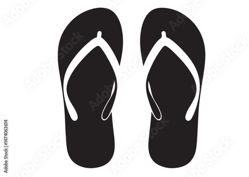 flip flop logo silhouette vector, sandal logo icon silhouette, flip flop logo clip art silhouette icon design vector illustration, black and white flip flops icon logo silhouette on white background 