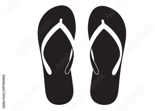 flip flop logo silhouette vector, sandal logo icon silhouette, flip flop logo clip art silhouette icon design vector illustration, black and white flip flops icon logo silhouette on white background 