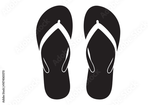flip flop logo silhouette vector, sandal logo icon silhouette, flip flop logo clip art silhouette icon design vector illustration, black and white flip flops icon logo silhouette on white background 