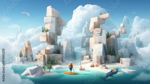 Island Adventure;  Abstract Landscape