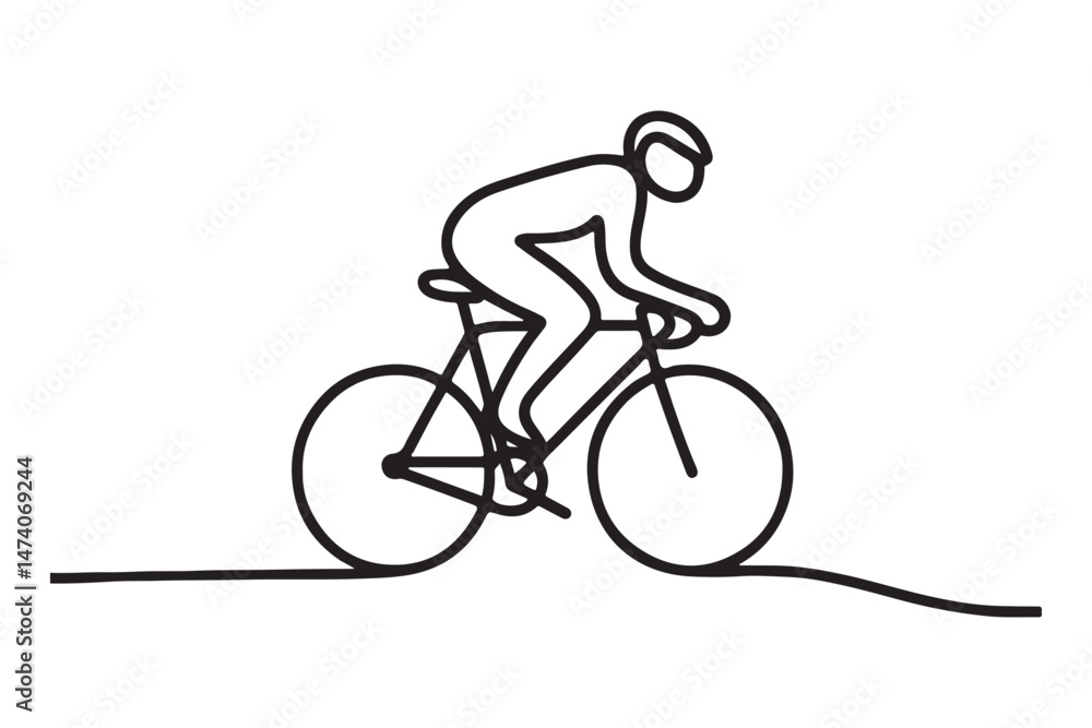 Fototapeta premium Dynamic Cyclist One Line Art Captures Motion and Freedom