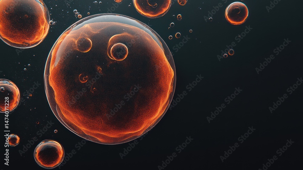 Naklejka premium Several Glowing Spheres Float Against A Dark Background Beautifully