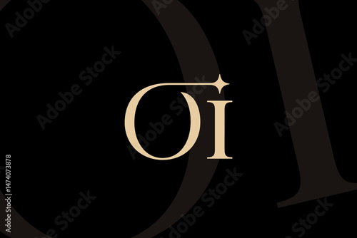 OI or IO letter logo icon design. Classic style luxury initials monogram.