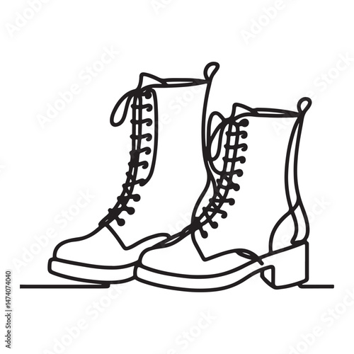 Fashionable Pair of Boots Line Art Continuous Line Drawing