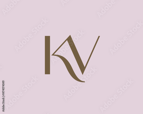 KV letter logo icon design. Classic style luxury initials monogram.