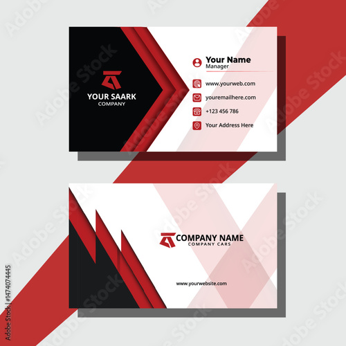 Modern Black and Red Business Card Template | Professional Corporate Identity Design