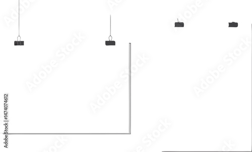 Poster template of a paper sheet. Hanging posters Set.