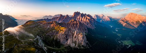 Panorama National Nature Park Tre Cime In the Dolomites Alps. Beautiful nature of Italy.